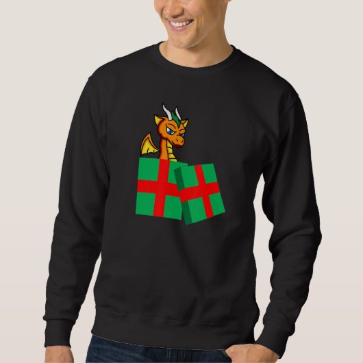 Dragon Present Funny Cool Boy Weihnachten Sweatshirt (Vorderseite)