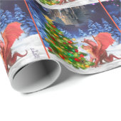 Dragon Pulling on Christmas Tree Geschenkpapier (Rolleneckpunkt)