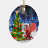 Dragon Pulling on Christmas Tree Keramikornament (Rechts)