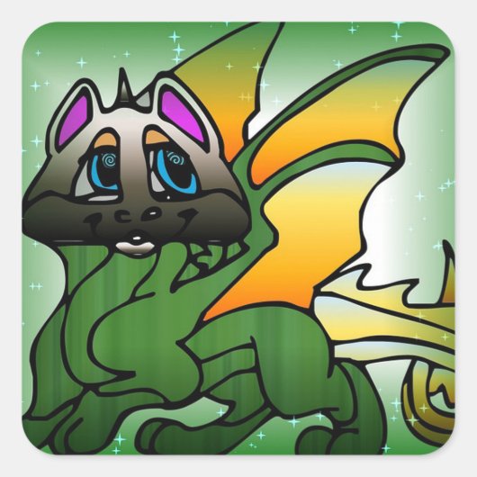Dragon Quadratischer Aufkleber (Vorderseite)
