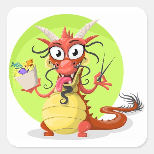 Dragon Quadratischer Aufkleber (Vorderseite)