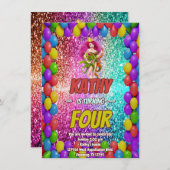 Dragon Queen Fantasy Midlevel Royal Magic Birthday Einladung (Vorne/Hinten)