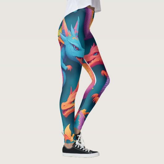 Dragon Rainbow Personalisiertes Muster Leggings (Rechts)