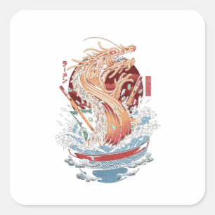 Dragon Ramen, Geburtstagsgeschenk für asiatischen  Quadratischer Aufkleber