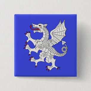 Dragon Rampant Argent Button