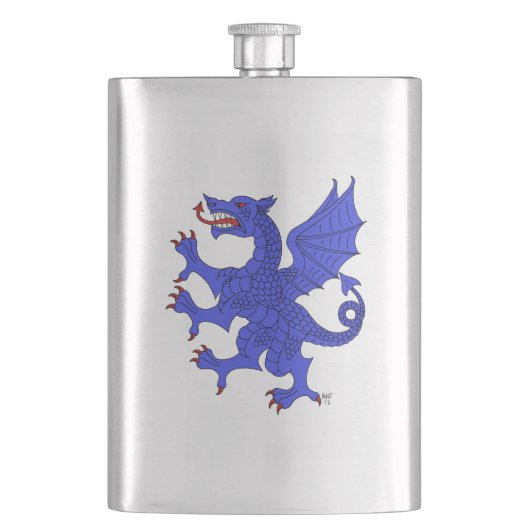 Dragon Rampant Azure Flachmann (Vorderseite)