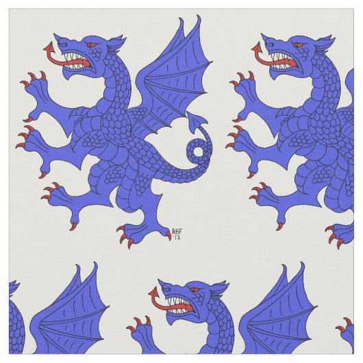 Dragon Rampant Azure Stoff (Nahaufnahme)