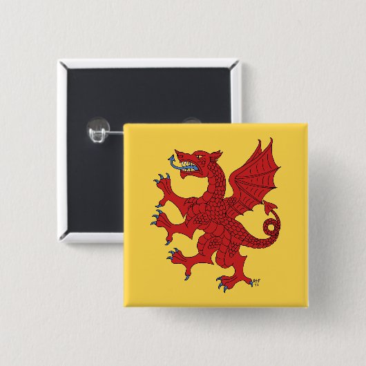 Dragon Rampant Gules Button (Vorne & Hinten)