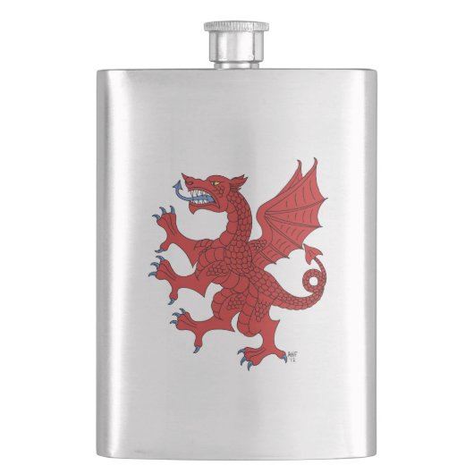 Dragon Rampant Gules Flachmann (Vorderseite)