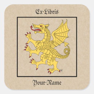 Dragon Rampant oder Buchzeichen Quadratischer Aufkleber