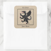 Dragon Rampant Sable Buchzeichen Quadratischer Aufkleber (Tasche)