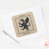 Dragon Rampant Sable Buchzeichen Quadratischer Aufkleber (Umschlag)