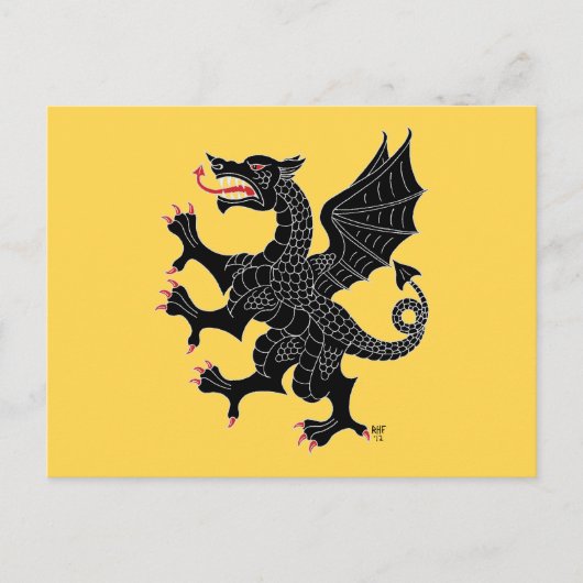 Dragon Rampant Sable Postkarte (Vorderseite)