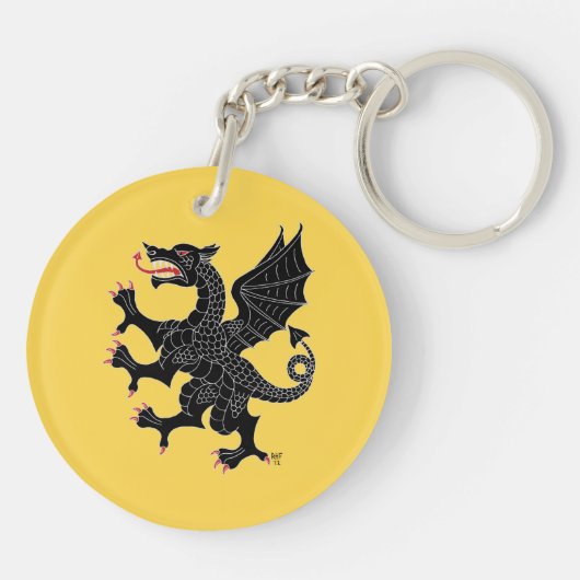 Dragon Rampant Sable Schlüsselanhänger (Rückseite)