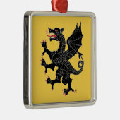 Dragon Rampant Sable Silbernes Ornament (Rechts)