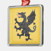 Dragon Rampant Sable Silbernes Ornament (Links)