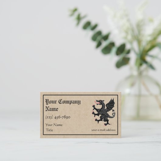 Dragon Rampant Sable Visitenkarte (Stehend Vorderseite)