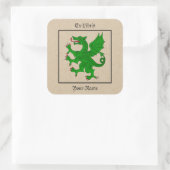 Dragon Rampant Vert Buchzeichen Quadratischer Aufkleber (Tasche)