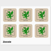 Dragon Rampant Vert Buchzeichen Quadratischer Aufkleber (Blatt)