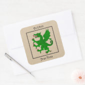 Dragon Rampant Vert Buchzeichen Quadratischer Aufkleber (Umschlag)