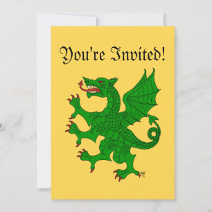 Dragon Rampant Vert Einladung