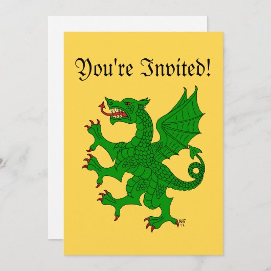 Dragon Rampant Vert Einladung (Vorne/Hinten)