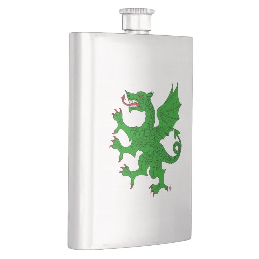 Dragon Rampant Vert Flachmann (Rechts)