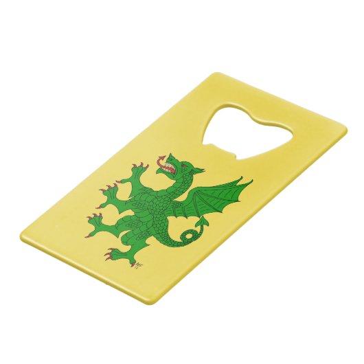 Dragon Rampant Vert Geldbeutel Flaschenöffner (Rückseite Schrägansicht)