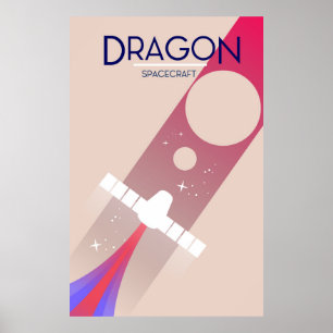 Dragon-Raumschiff im Vintage-Stil Space Art Poster