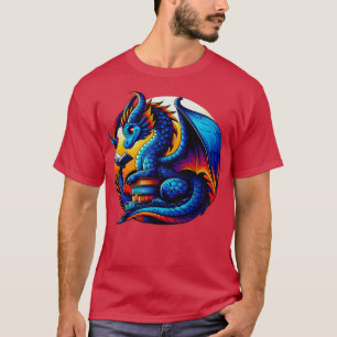 Dragon Reading a Book Bookworm Book Lover 2 T-Shirt
