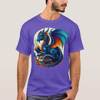 Dragon Reading a Book Bookworm Book Lover T-Shirt