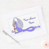 Dragon Reading a Book ex libris / Buchzeichen Rechteckiger Aufkleber (Umschlag)