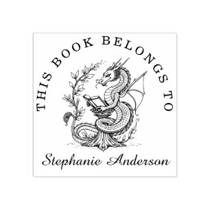 Dragon Reading a Book Library Buchzeichen Briefmar Gummistempel