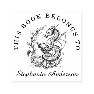 Dragon Reading a Book Library Buchzeichen Briefmar Permastempel