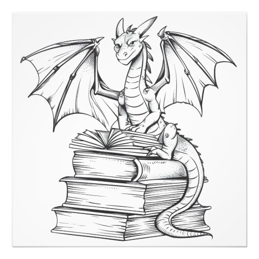 Dragon Reading Book Fotodruck (Vorne)