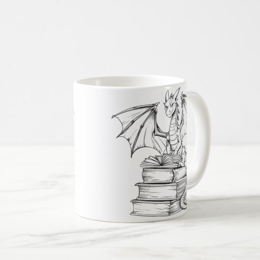 Dragon Reading Book Kaffeetasse (VorderseiteRechts)