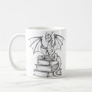 Dragon Reading Book Kaffeetasse