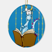 Dragon Reading Book Keramik Ornament (Links)