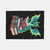 Dragon Reading Books Fantasy Lovers Mythical Creat Fleecedecke (Vorderseite (Horizontal))