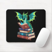 Dragon Reading Books Fantasy Lovers Mythical Creat Mousepad (Mit Mouse)