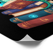 Dragon Reading Books Fantasy Lovers Mythical Creat Poster (Ecke)