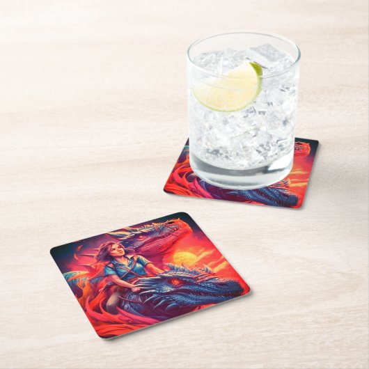 Dragon Rechteckiger Pappuntersetzer (Vor Ort)