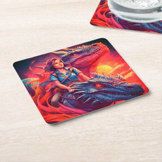 Dragon Rechteckiger Pappuntersetzer (angewinkelt)