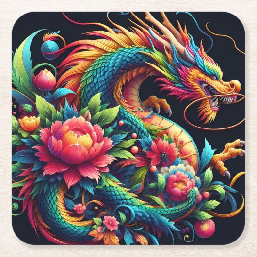 Dragon Rechteckiger Pappuntersetzer (Vorderseite)