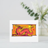 Dragon Red Fantasy Fiktion Zeichne Cartoon Art Postkarte (Stehend Vorderseite)