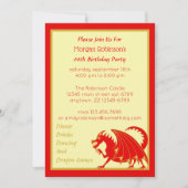 Dragon Red Gold Child oder Adult Geburtstagsparty Einladung (Vorderseite)