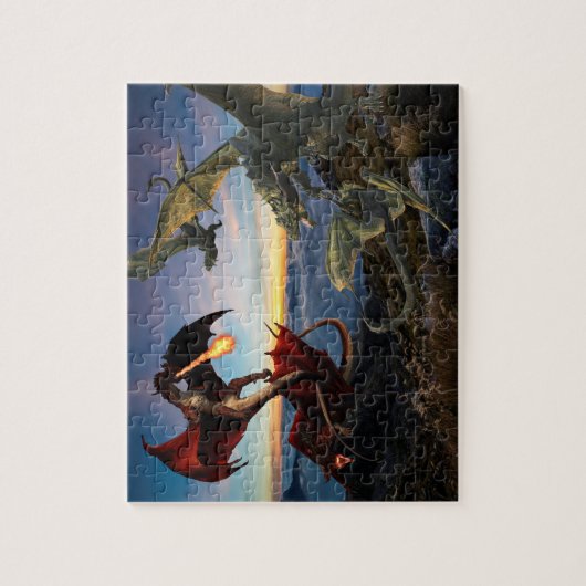 Dragon Red Green Battle Fantasy Puzzle (Vertikal)