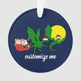 Dragon Reindeer Flying Santa Sleigh Weihnachten Ornament