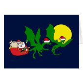 Dragon Reindeer Santa Claus Funny Weihnachtskarte (Vorderseite (Horizontal))