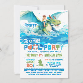 Dragon Ride Pool Party Geburtstag Einladung